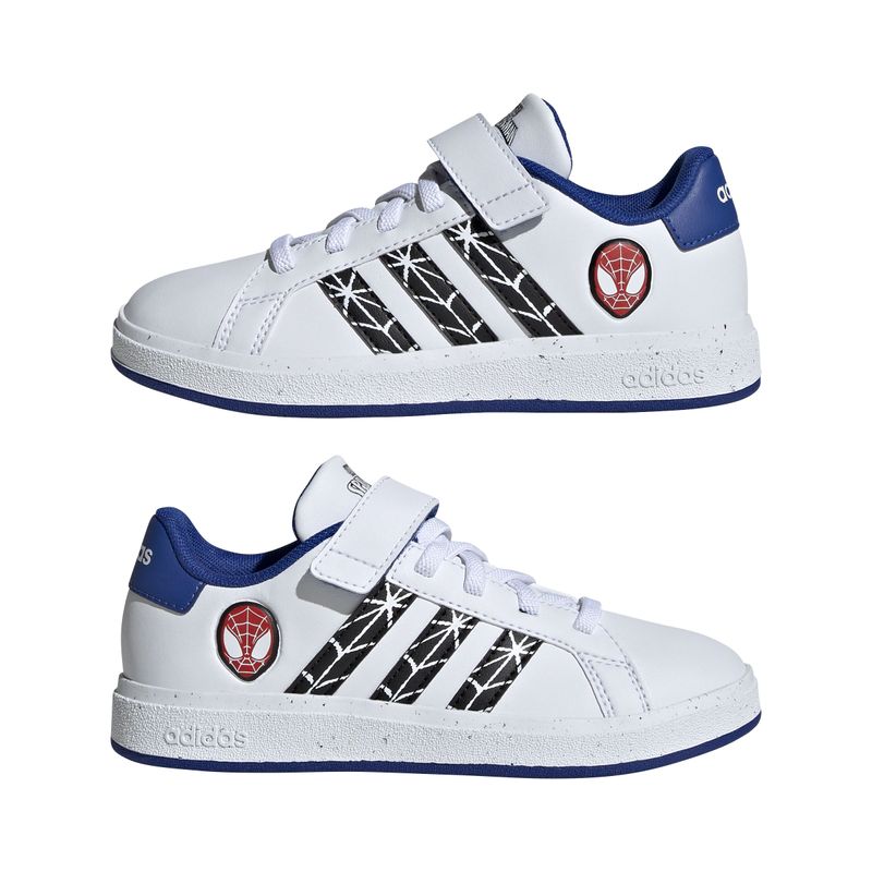 Tenis-adidas-para-niño-Grand-Court-Spider-Man-El-K-para-moda-color-blanco.-Par-Laterales