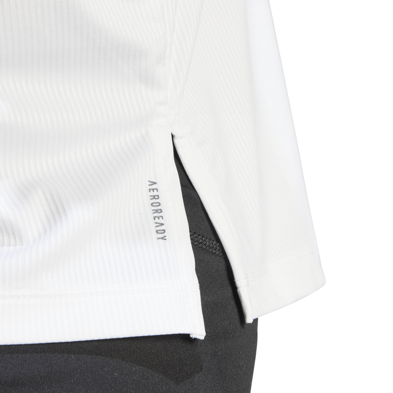 Camiseta-Manga-Corta-adidas-para-mujer-Studio-T-Shirt-para-entrenamiento-color-blanco.-Detalle-3