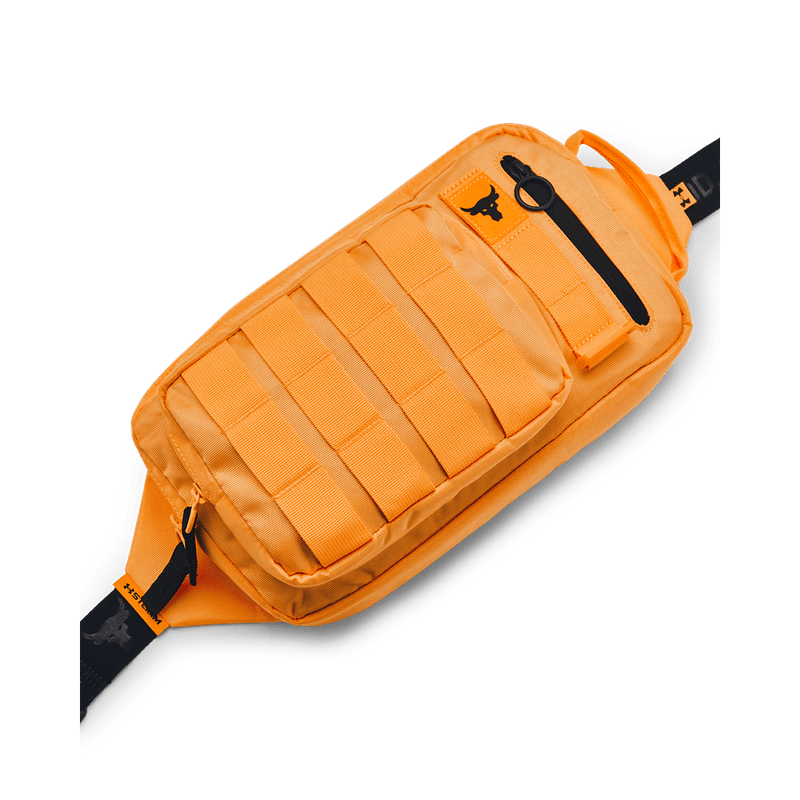 Canguro-under-armour-para-hombre-Ua-Project-Rock-Waist-Bag-para-entrenamiento-color-naranja.-Frente-Sin-Modelo