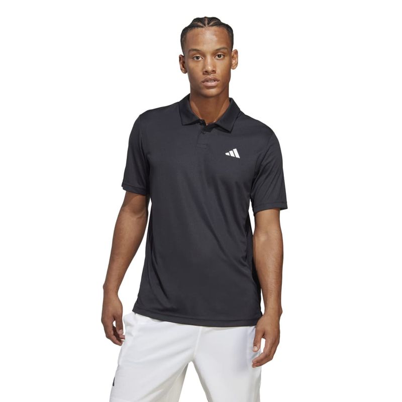 Polo-adidas-para-hombre-Club-Polo-para-tenis-color-negro.-Frente-Sobre-Modelo