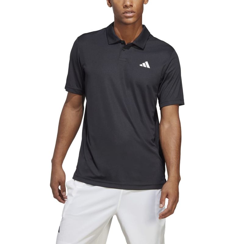 Polo-adidas-para-hombre-Club-Polo-para-tenis-color-negro.-Zoom-Frontal-Sobre-Modelo