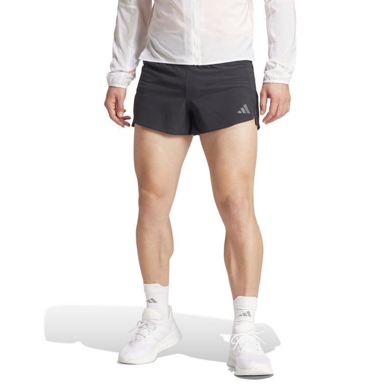 Pantaloneta-adidas-para-hombre-Adizero-Gel-Sho-para-correr-color-negro.-Frente-Sobre-Modelo