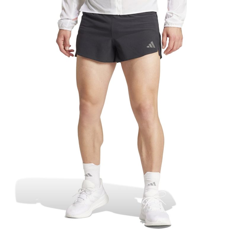 Pantaloneta-adidas-para-hombre-Adizero-Gel-Sho-para-correr-color-negro.-Zoom-Frontal-Sobre-Modelo