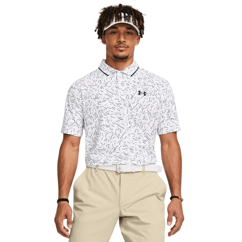 Polo-under-armour-para-hombre-Ua-Iso-Chill-Verge-Polo-para-golf-color-blanco.-Frente-Sobre-Modelo