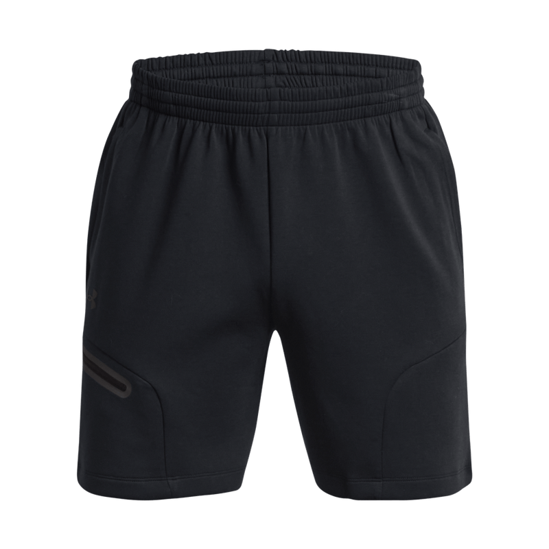 Pantaloneta-under-armour-para-hombre-Ua-Unstoppable-Flc-Shorts-para-entrenamiento-color-negro.-Frente-Sin-Modelo