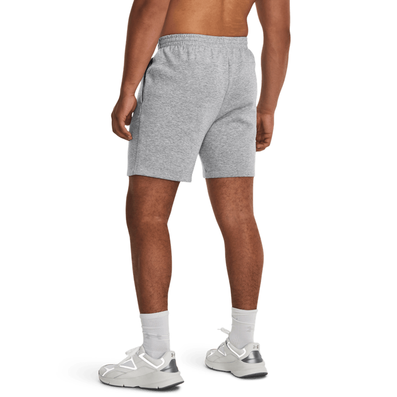 Pantaloneta-under-armour-para-hombre-Ua-Unstoppable-Flc-Shorts-para-entrenamiento-color-gris.-Reverso-Sobre-Modelo