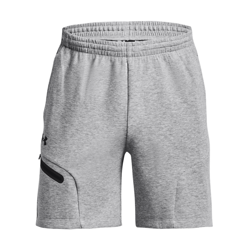Pantaloneta-under-armour-para-hombre-Ua-Unstoppable-Flc-Shorts-para-entrenamiento-color-gris.-Frente-Sin-Modelo