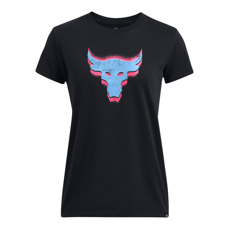 Camiseta-Manga-Corta-under-armour-para-mujer-Pjt-Rck-W-Underground-Core-T-para-entrenamiento-color-negro.-Frente-Sin-Modelo