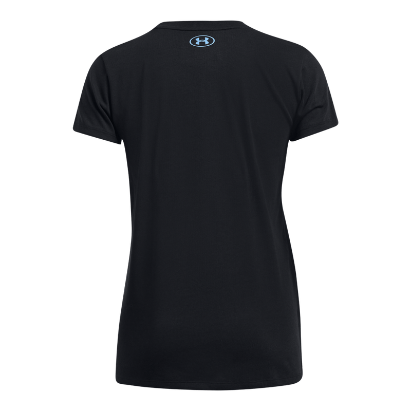 Camiseta-Manga-Corta-under-armour-para-mujer-Pjt-Rck-W-Underground-Core-T-para-entrenamiento-color-negro.-Reverso-Sin-Modelo