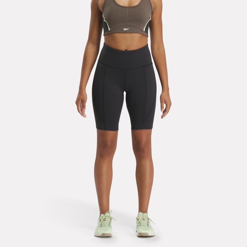 Licra-reebok-para-mujer-Lux-High-Rise-Bike-Short-para-entrenamiento-color-negro.-Reflectores