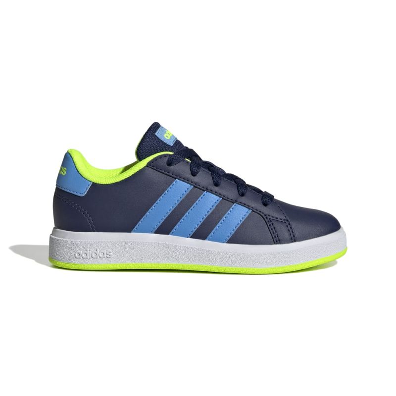 Tenis-adidas-para-niño-Grand-Court-2.0-K-para-moda-color-azul.-Lateral-Externa-Derecha