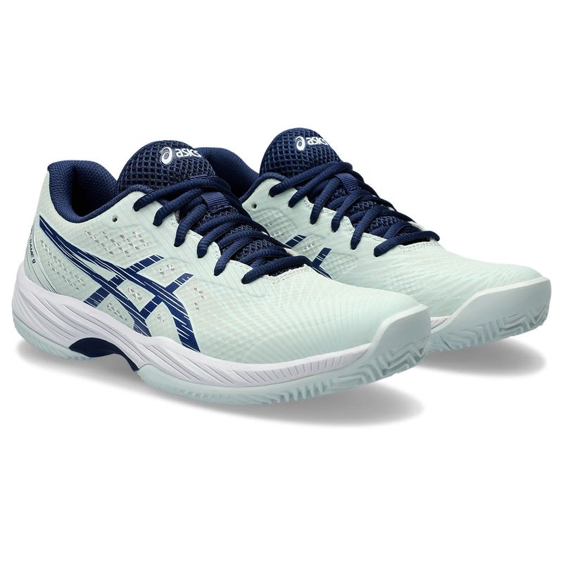 Tenis-asics-para-mujer-Gel-Game-9-Clay-Oc-para-tenis-color-azul.-Par-Alineados