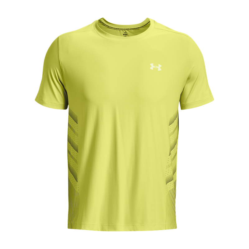 Camiseta-Manga-Corta-under-armour-para-hombre-Ua-Laser-Shortsleeve-para-correr-color-amarillo.-Frente-Sin-Modelo