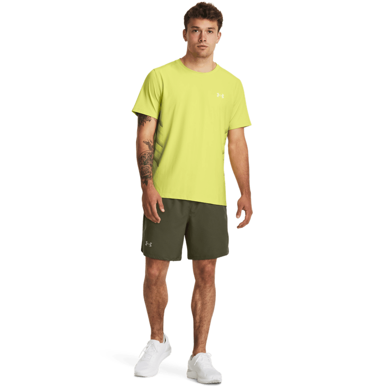 Camiseta-Manga-Corta-under-armour-para-hombre-Ua-Laser-Shortsleeve-para-correr-color-amarillo.-Outfit-Completo