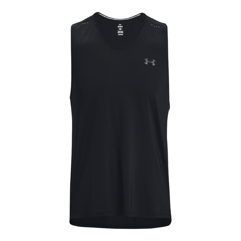 Camiseta-Manga-Sisa-under-armour-para-hombre-Iso-Chill-Laser-Sing-para-correr-color-negro.-Frente-Sin-Modelo