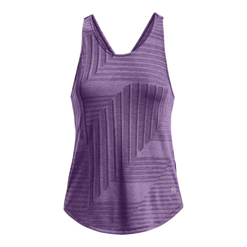 Camiseta-Manga-Sisa-under-armour-para-mujer-Streaker-Deco-Diamon-para-correr-color-morado.-Frente-Sin-Modelo