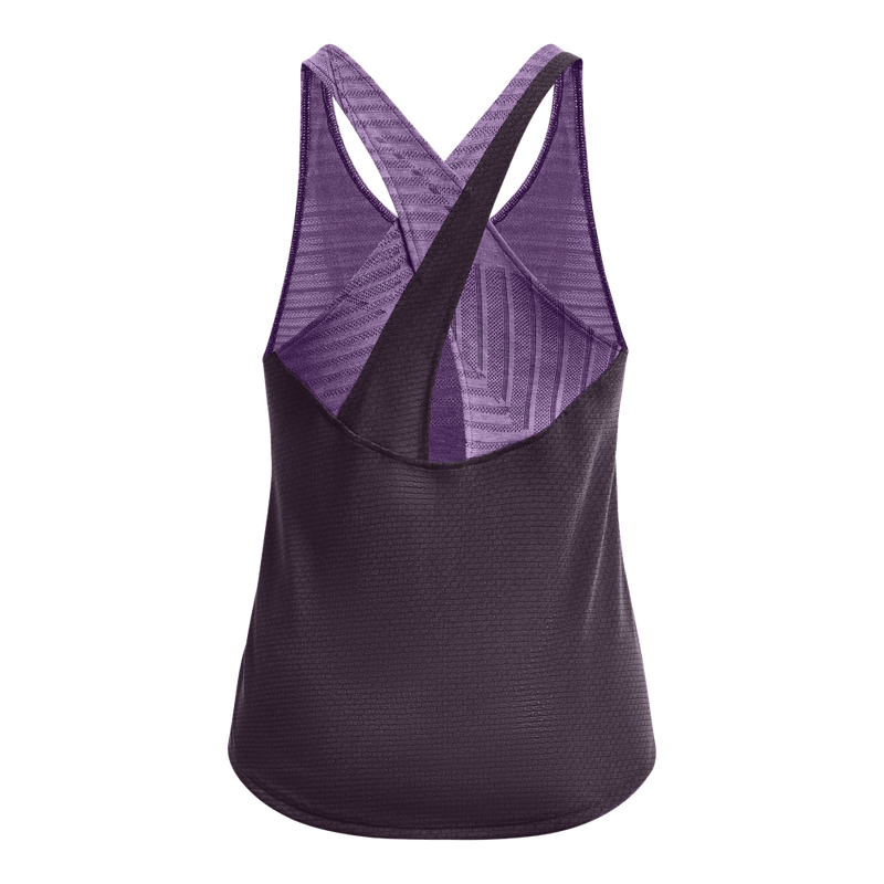 Camiseta-Manga-Sisa-under-armour-para-mujer-Streaker-Deco-Diamon-para-correr-color-morado.-Reverso-Sin-Modelo