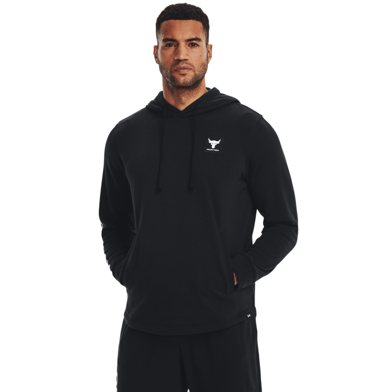 Hoodie-under-armour-para-hombre-Pjt-Rock-Terry-Hoodi-para-entrenamiento-color-negro.-Frente-Sin-Modelo