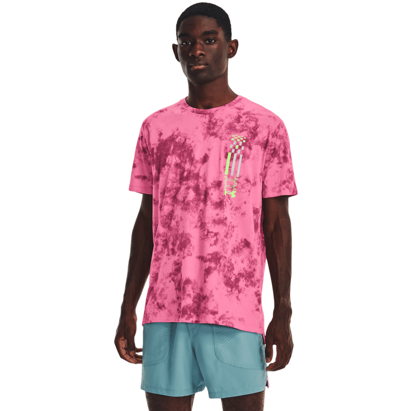 Camiseta-Manga-Corta-under-armour-para-hombre-Ua-Run-Anywhere-Ss-T-para-correr-color-rosado.-Frente-Sin-Modelo