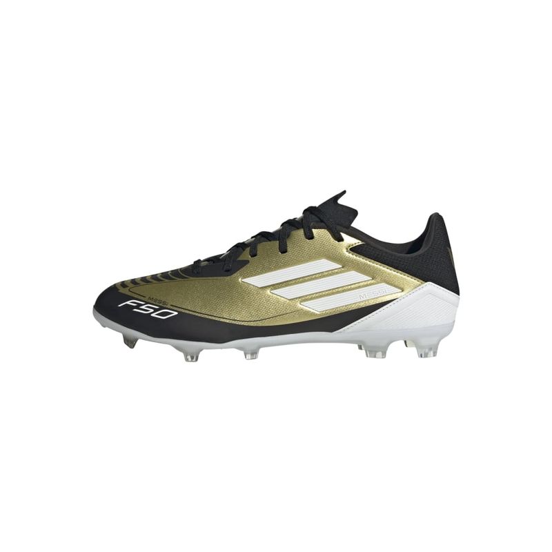 Guayos-adidas-para-hombre-F50-League-Fg-Mg-Messi-para-futbol-color-amarillo.-Lateral-Interna-Izquierda