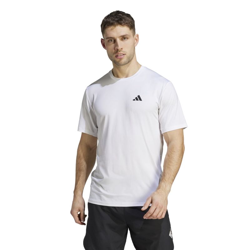 Camiseta-Manga-Corta-adidas-para-hombre-Tr-Es-Stretch-T-para-entrenamiento-color-blanco.-Frente-Sobre-Modelo