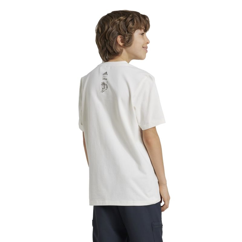 Camiseta-Manga-Corta-adidas-para-niño-J-Dy-Lk-T-para-moda-color-blanco.-Reverso-Sobre-Modelo