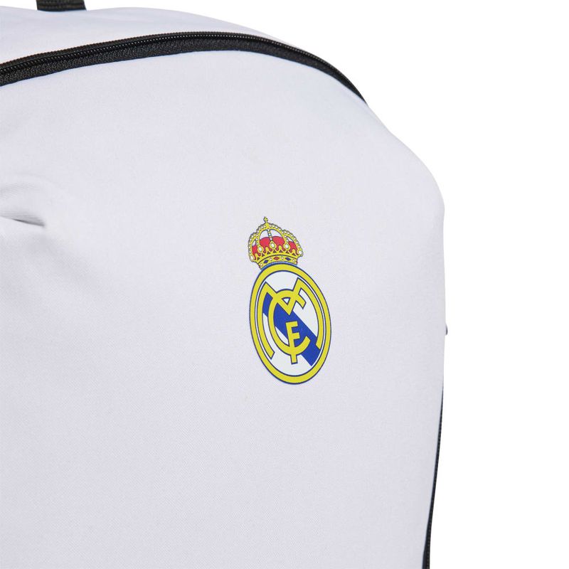 Morral-adidas-para-hombre-Real-Backpack-para-futbol-color-blanco.-Detalle-2