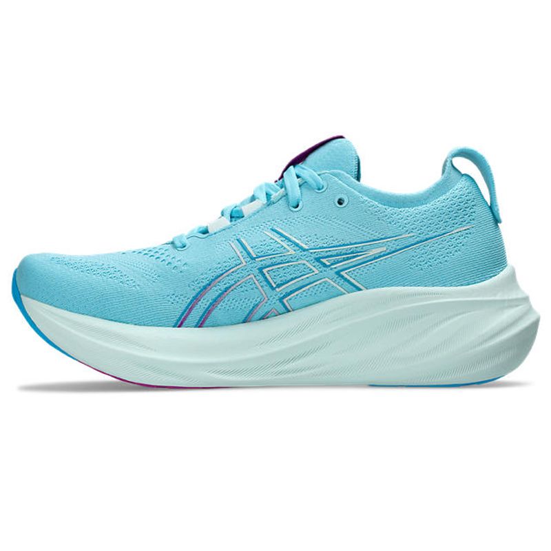 Tenis-asics-para-mujer-Gel-Nimbus-26-para-correr-color-azul.-Lateral-Externa-Izquierda