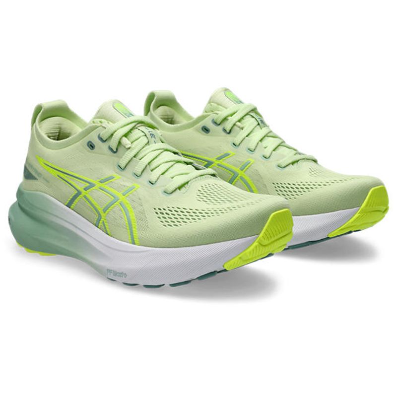 Tenis-asics-para-mujer-Gel-Kayano-31-para-correr-color-verde.-Par-Alineados