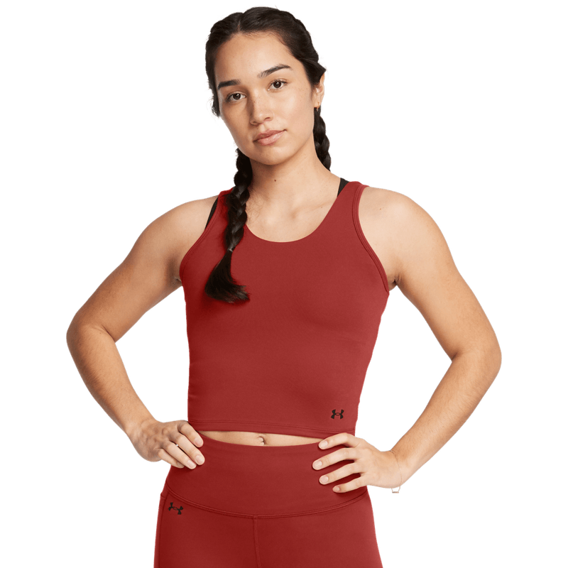 Camiseta-Manga-Sisa-under-armour-para-mujer-Motion-Tank-para-entrenamiento-color-naranja.-Frente-Sin-Modelo