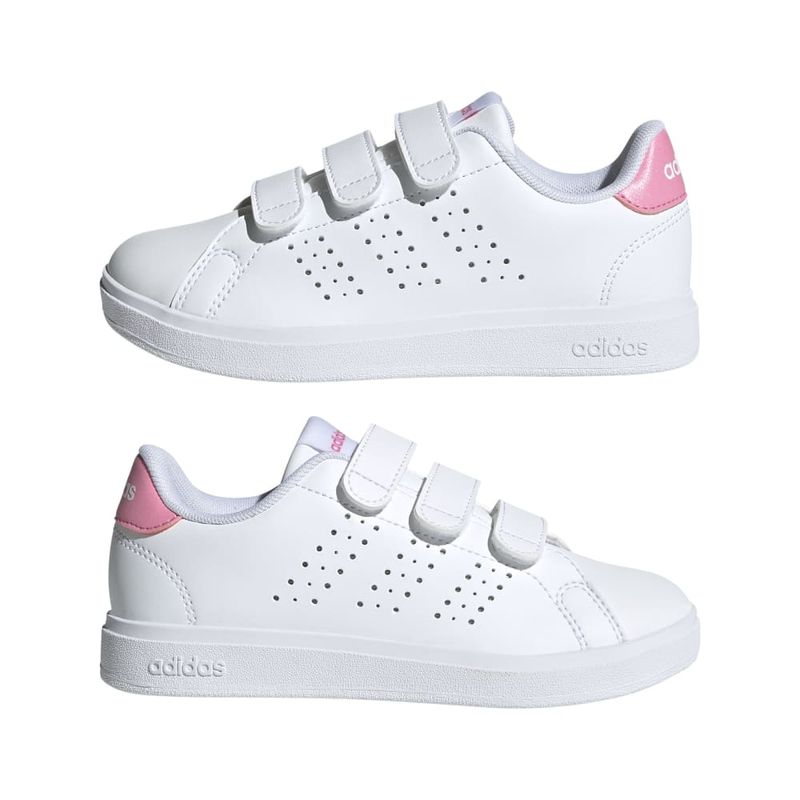 Tenis-adidas-para-niño-Advantage-Base-2.0-para-moda-color-blanco.-Par-Alineados