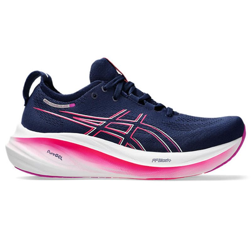 Tenis-asics-para-mujer-Gel-Nimbus-26-para-correr-color-azul.-Lateral-Externa-Derecha